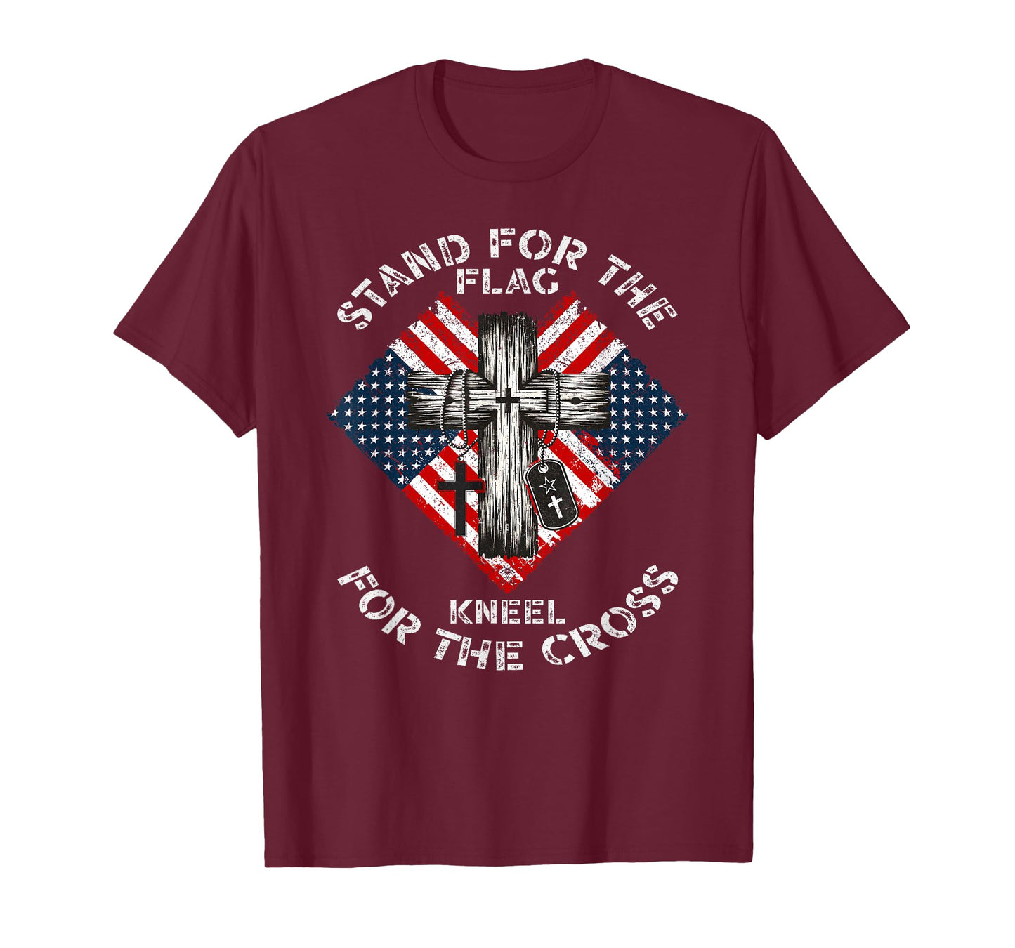 Stand for Flag Kneel for Cross USA Christian Graphic T-Shirt