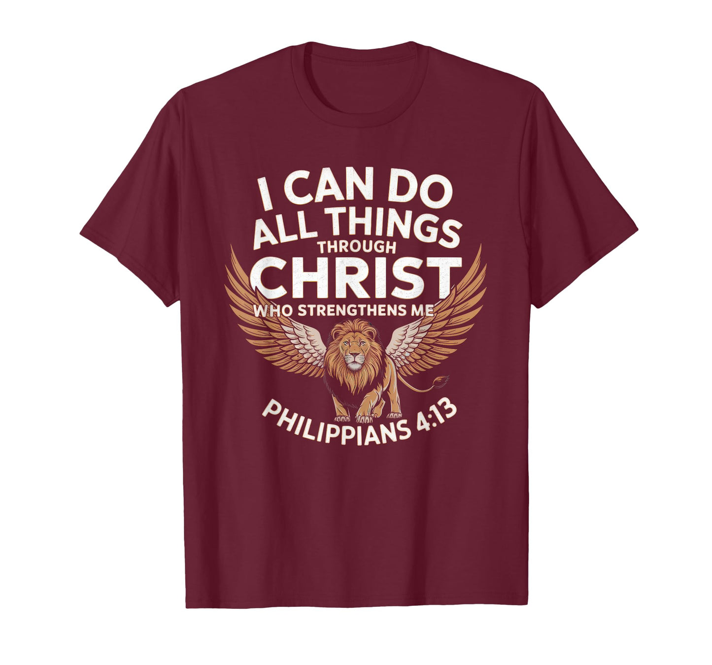 Christian Tshirt Philippians 4:13 Religious Lion Strengthens T-Shirt