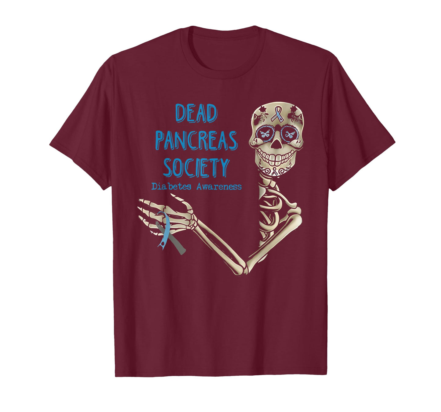 Skeleton Dead Pancreas Society Diabetes Awareness T-Shirt