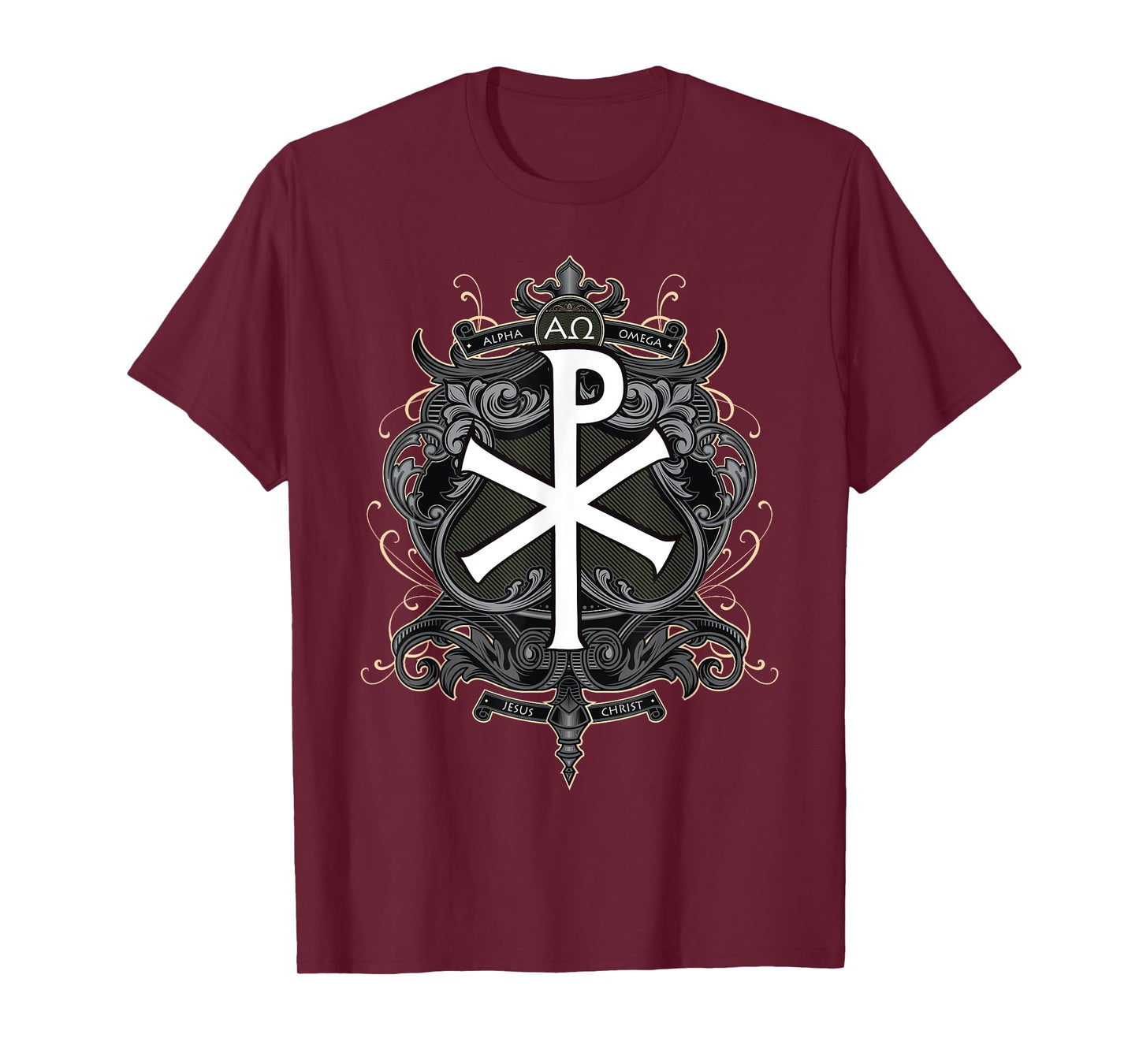 Christogram Jesus Christ Symbol Chi Ro Alpha Omega Catholic T-Shirt