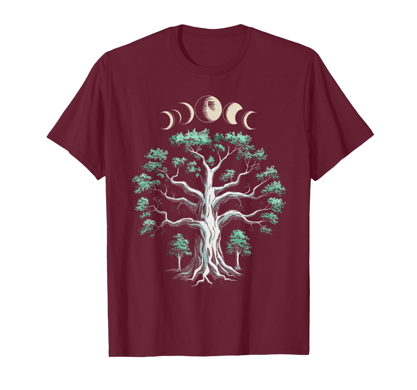 Moon Phases Tree Viking Symbol Gift Norsemen Danish Root T-Shirt