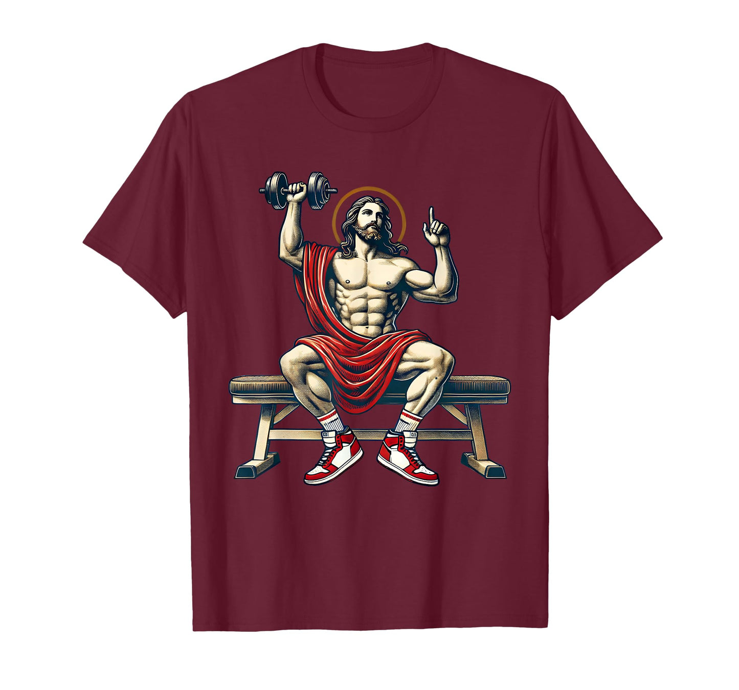 Trendy Lord Jesus Bodybuilding Workout Jesus Lifting Weights Funny Christian Unisex-Adults Workout T-Shirt Black Small