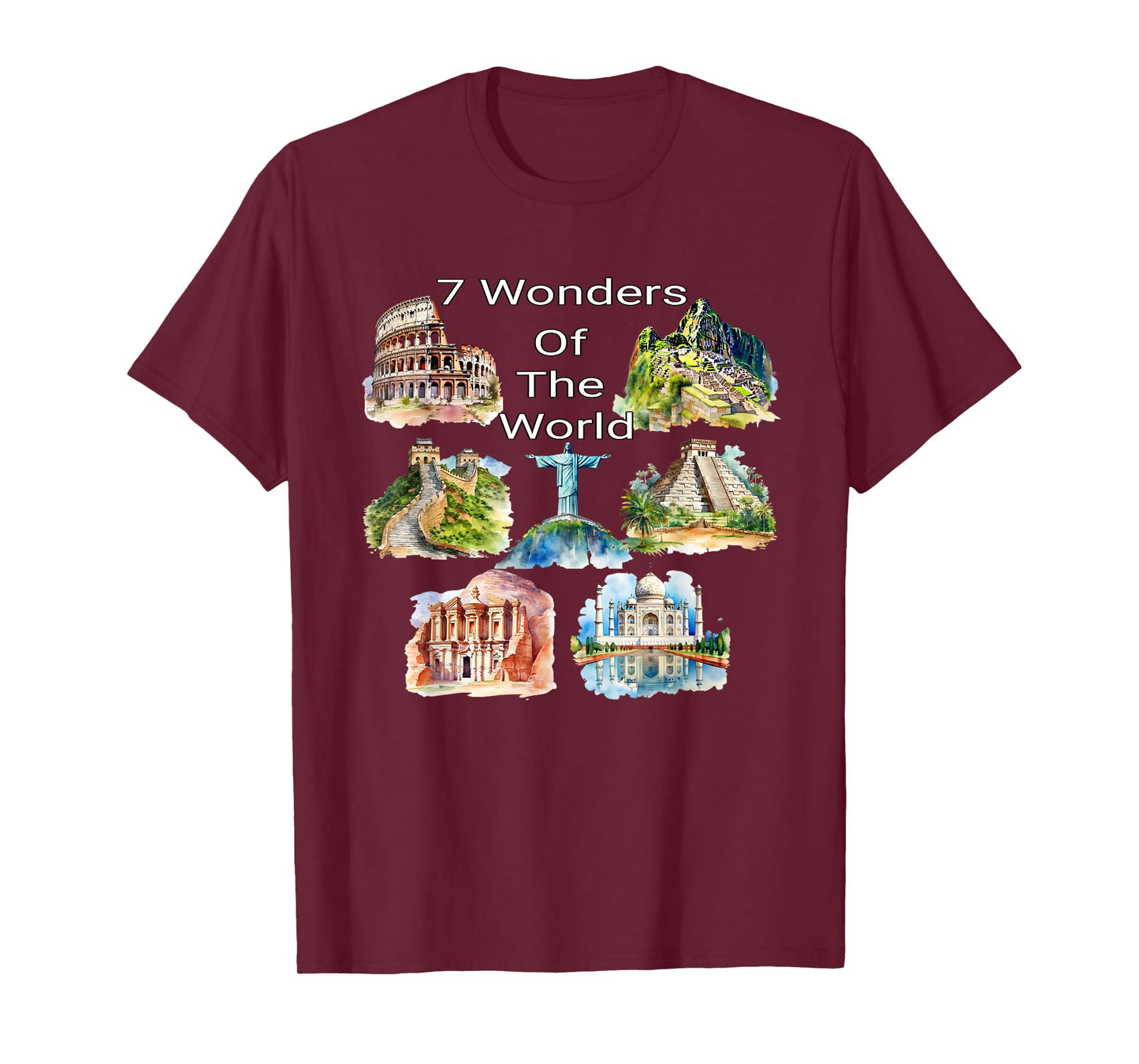 7 Wonders of the World - Travel Enthusiast Design T-Shirt