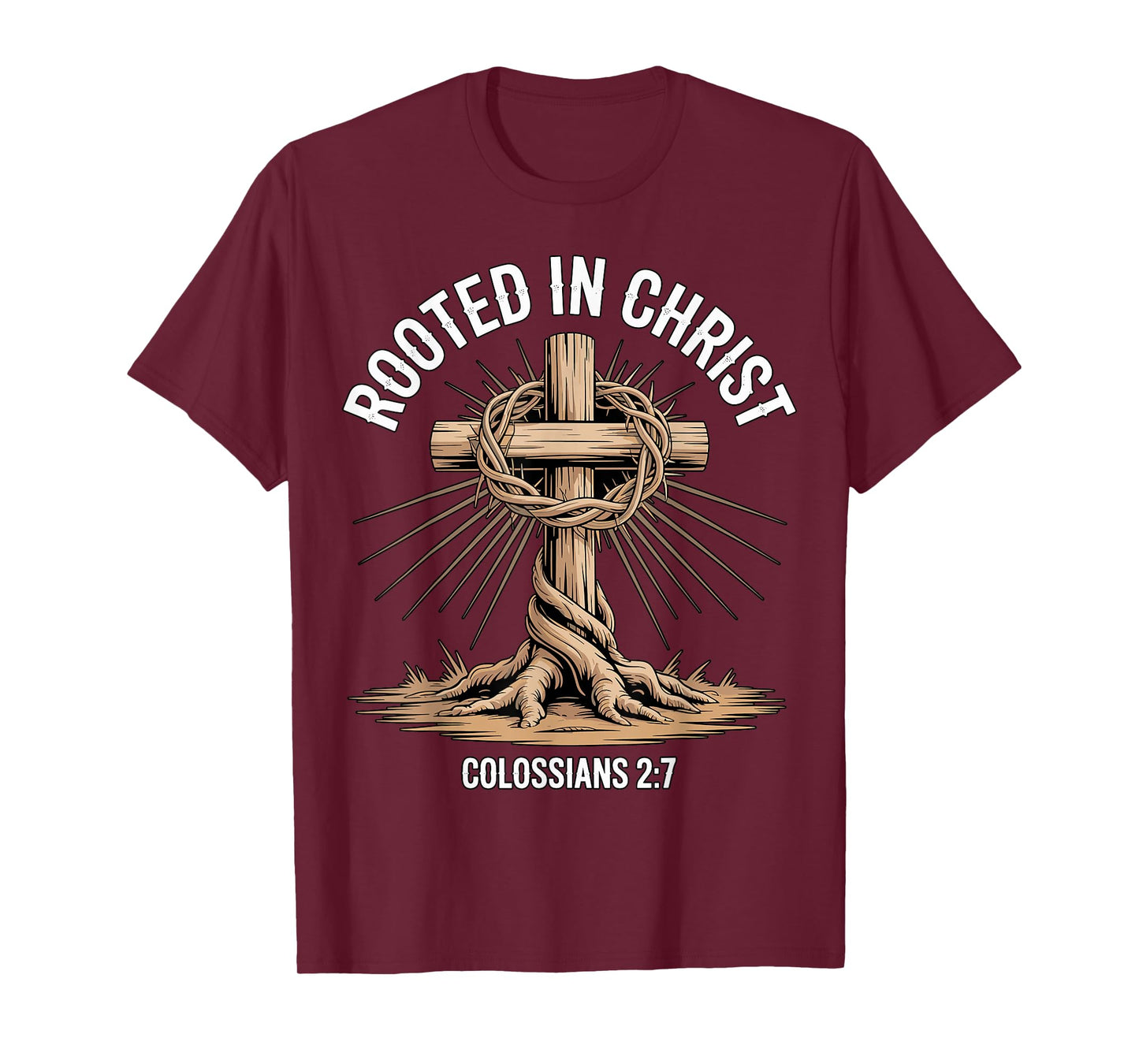 Rooted in Christ Cross Colossians 2-7 T-Shirt