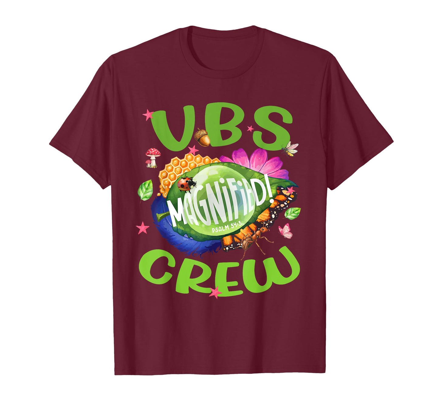 VBS Crew Magnified Psalm 34:3 Christian Bug Summer Faith T-Shirt