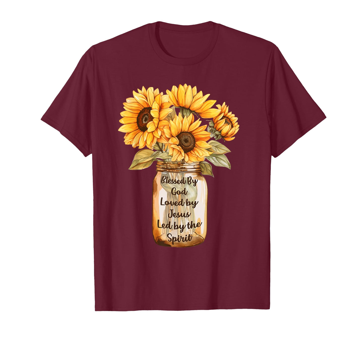 Blessed by God Loved by Jesus Sunflower Bouquet T-Shirt