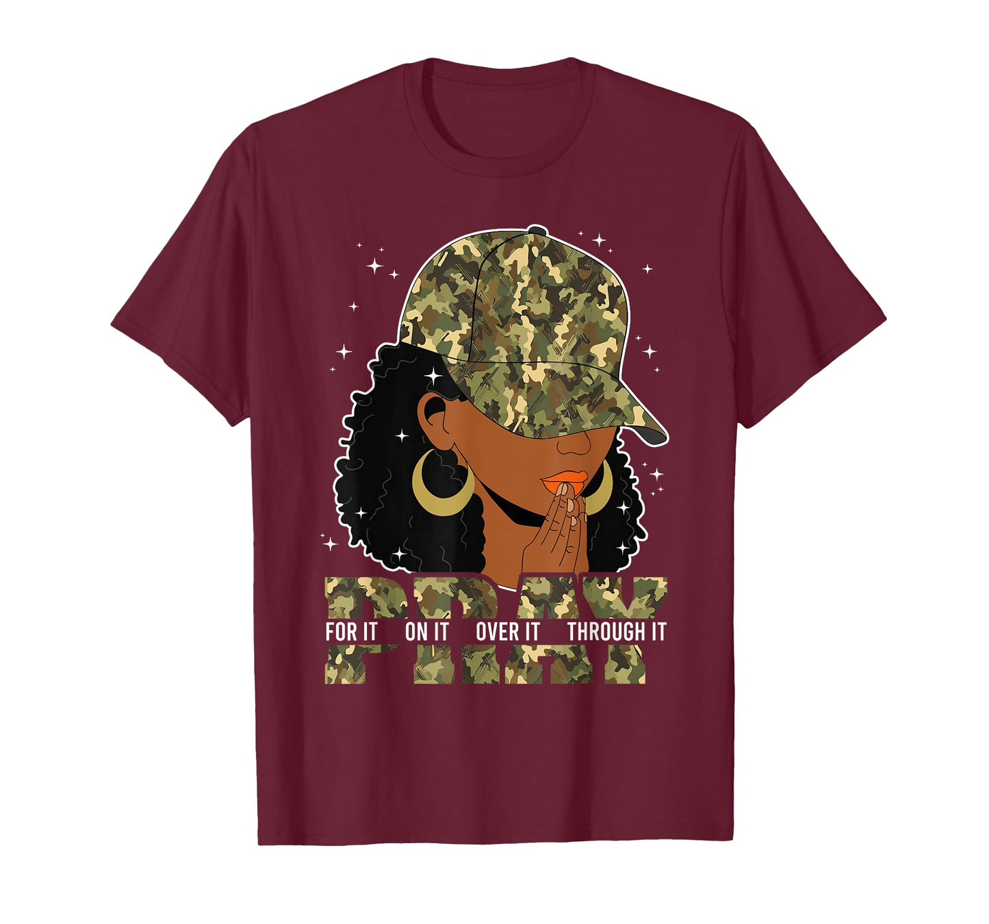 Pray On It Pray Over It Black Woman Afro Christian Sayings T-Shirt