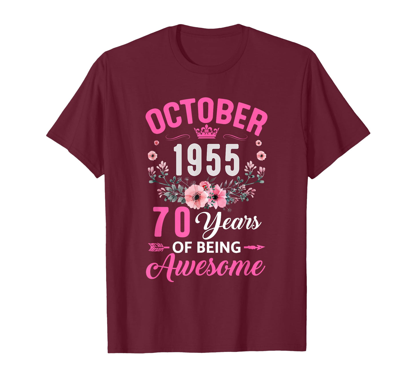 Awesome Since 1955 70 Years Old October 70Th Birthday Women T-Shirt