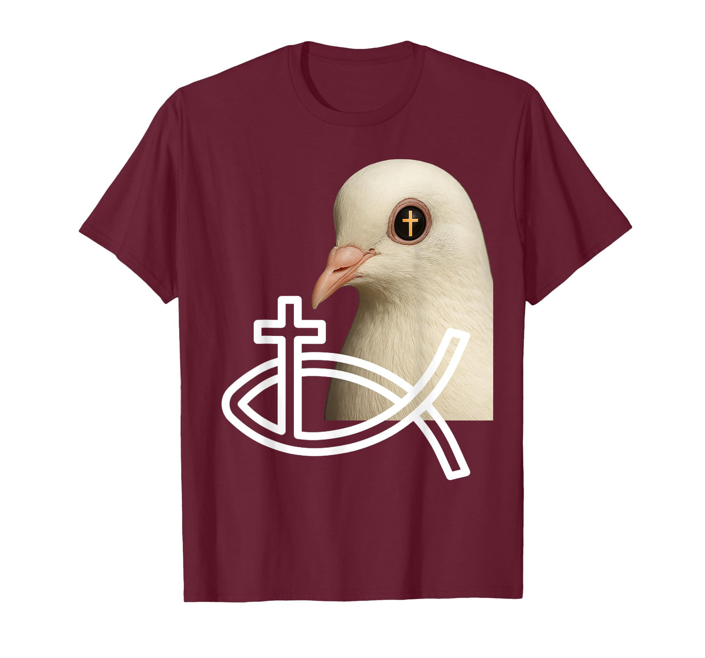White Christ Dove Portrait with Cross Reflection in Eye T-Shirt