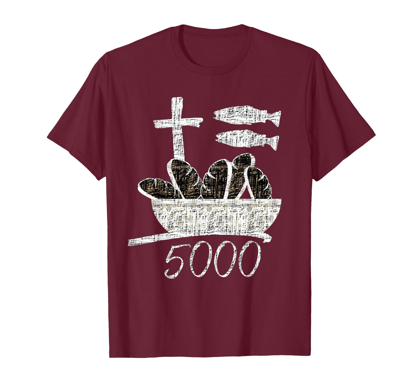 2 Fishes 5 Breads Bible Verses Jesus Feeds 5000 Christians T-Shirt