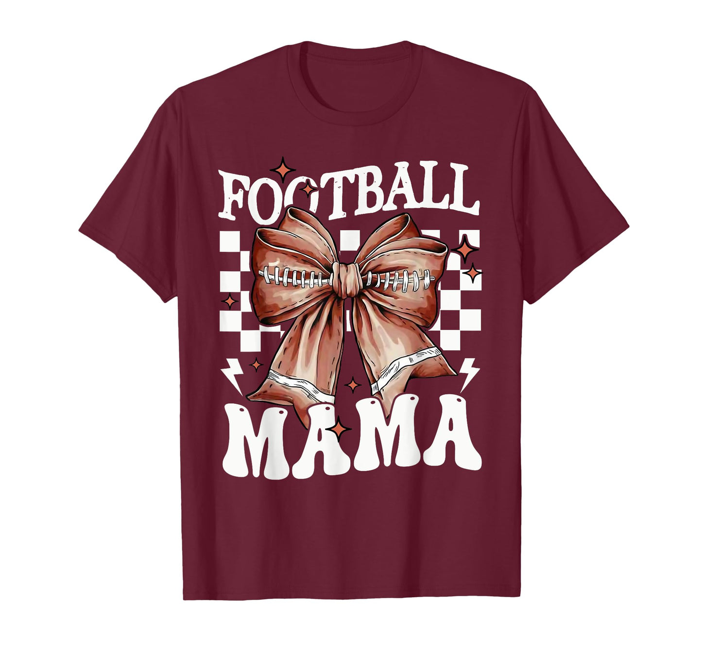 Coquette Bow American Football Mama Thanksgiving Autumn Fall T-Shirt