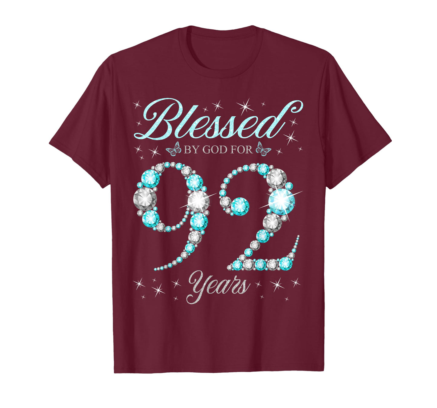 Blessed By God For 92 Years Old 92nd Birthday B-Day Party T-Shirt