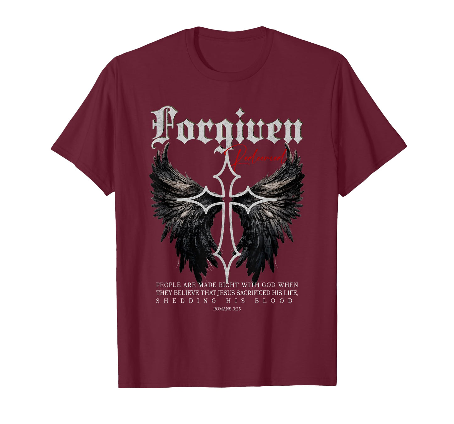 Forgiven Cross Gothic Streetwear Nu Goth Faith Bible Verse T-Shirt
