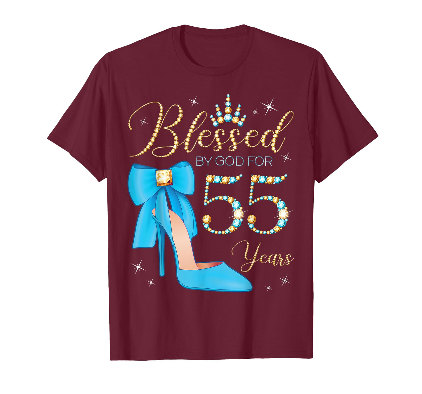 Blessed By God For 55 Years Old 55th Birthday Party Queen T-Shirt