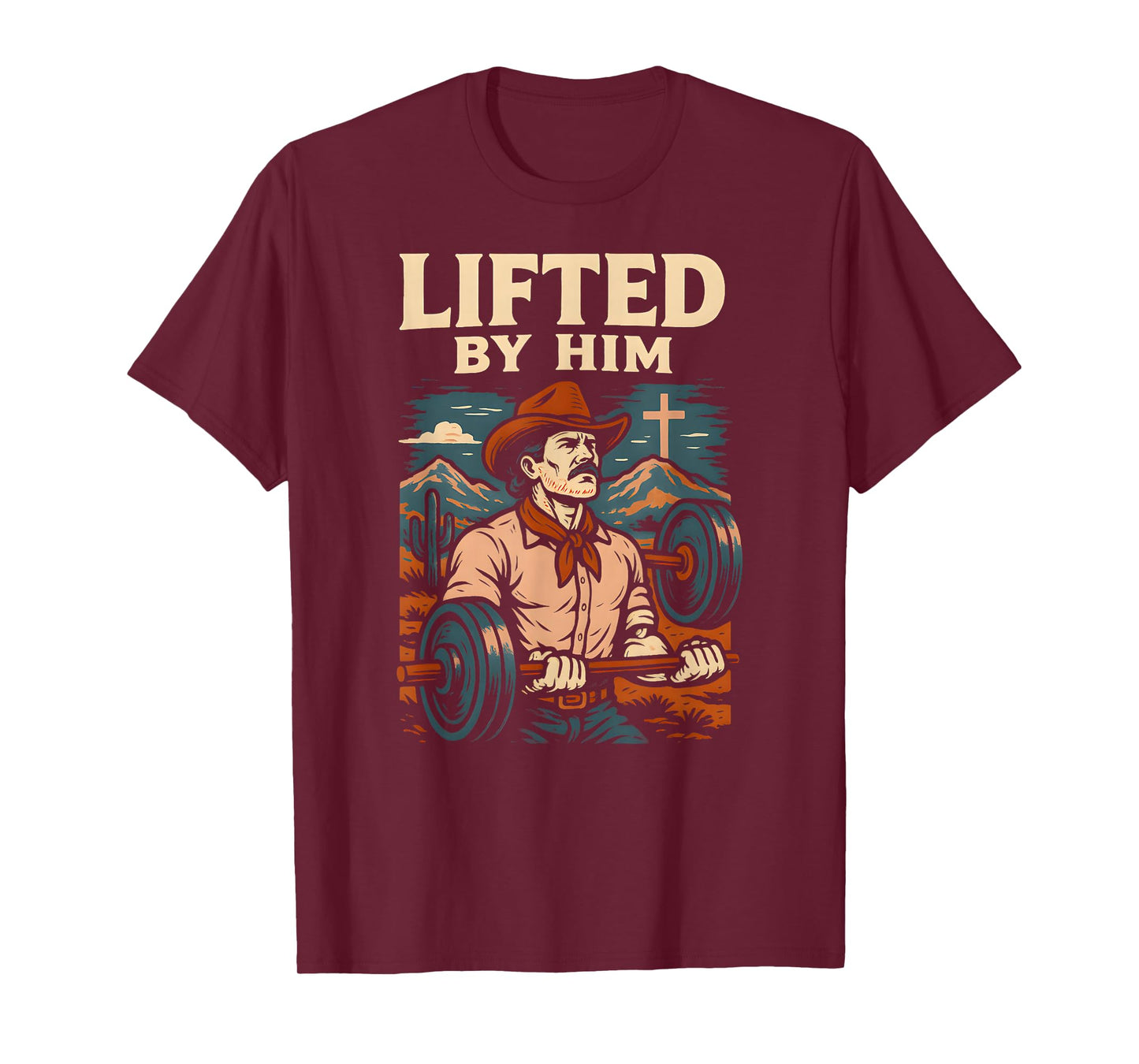 Fitness Lifted by Him Cool Mens Christian Faith T-Shirt