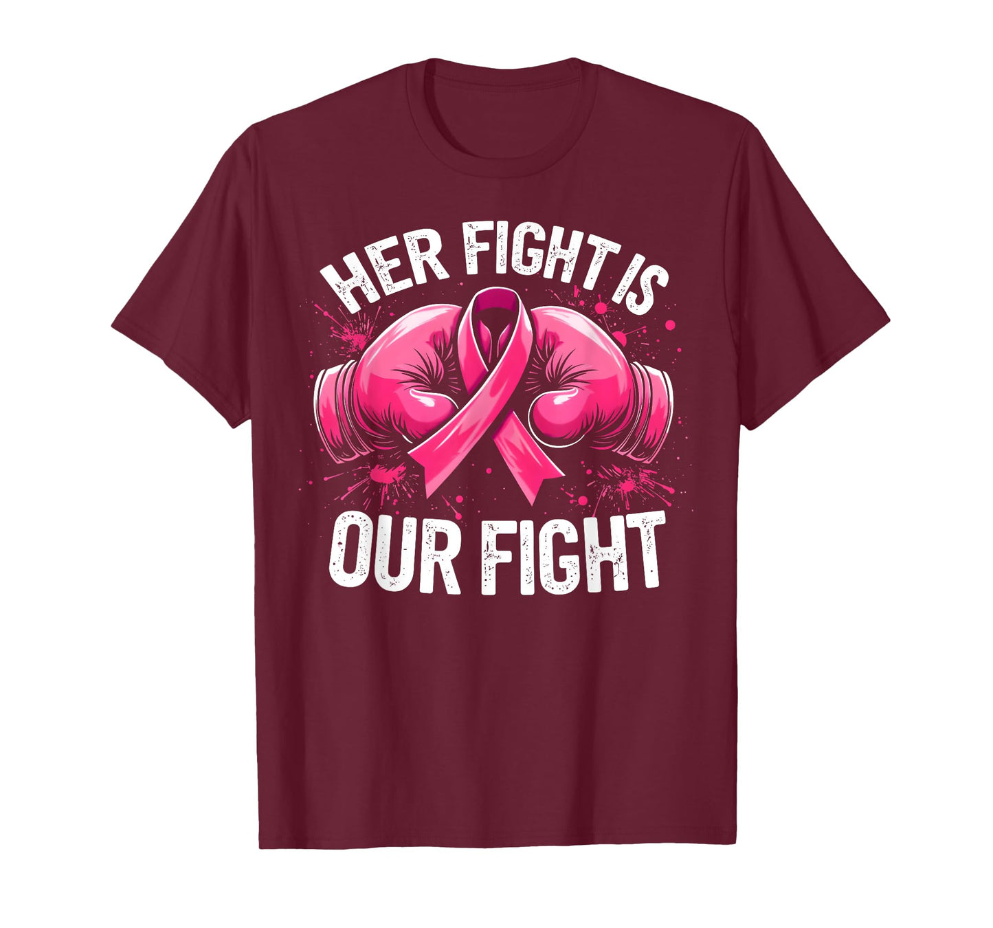 Her Fight Is Our Fight Boxing Gloves Breast Cancer Awareness T-Shirt