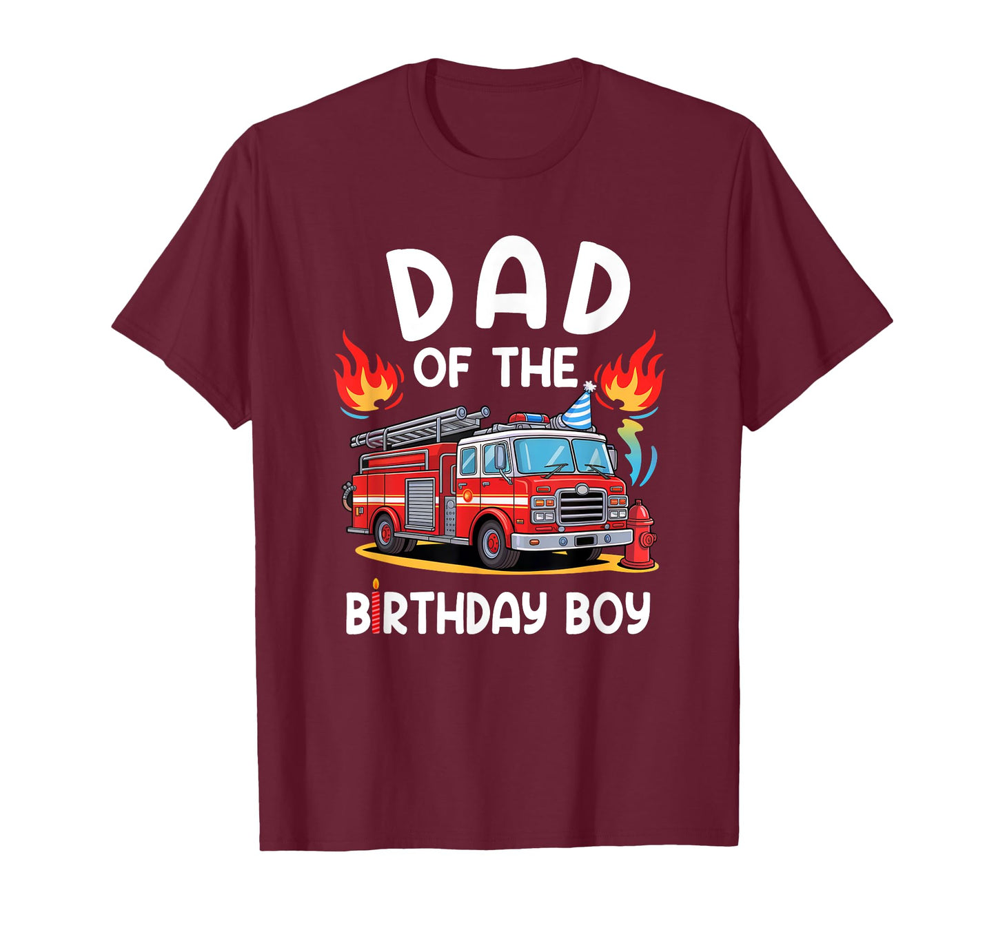 Dad Of The Birthday Boy Fire Truck Firefighter 1St Party T-Shirt