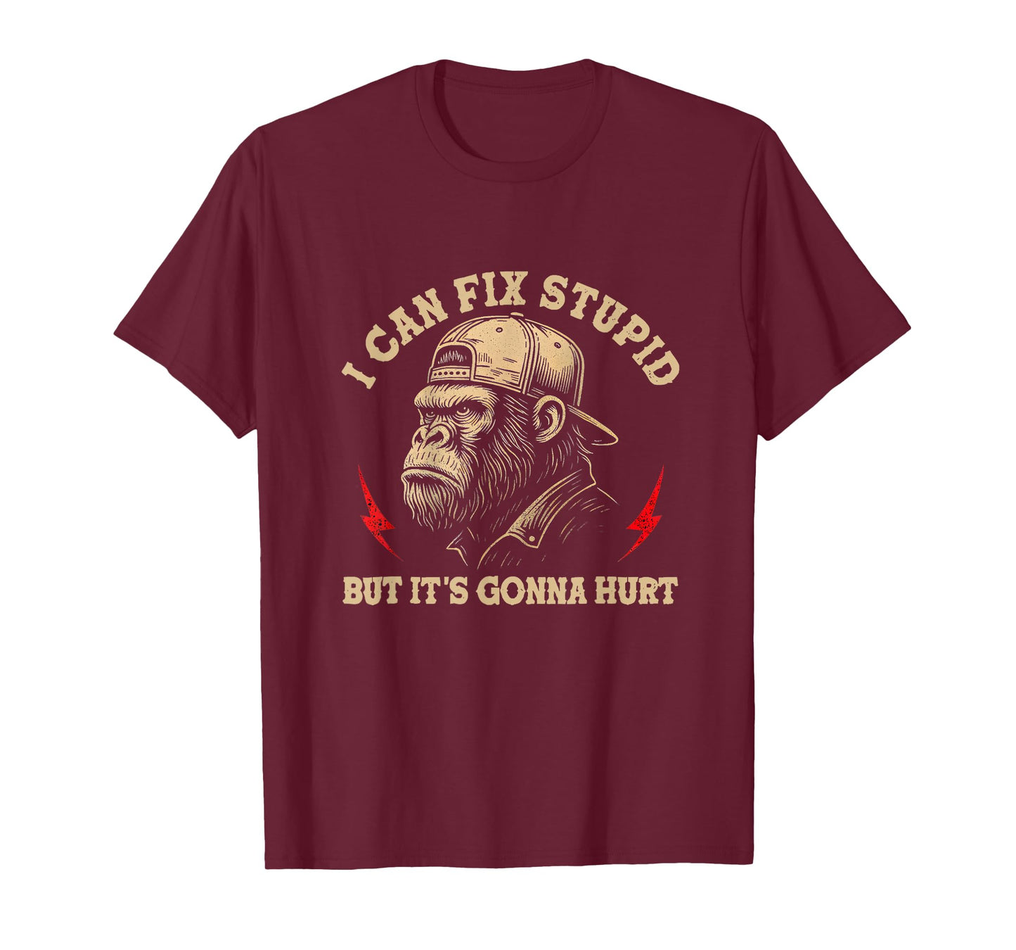 I Can Fix Stupid But It's Gonna Hurt Monkey Vintage Funny T-Shirt