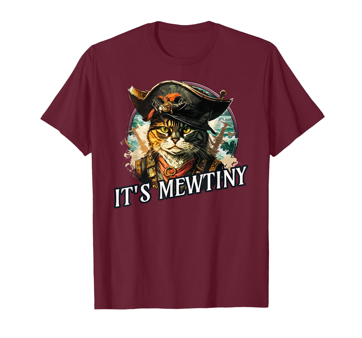 Funny It's Mewtiny Pirate Cat Pun T-Shirt