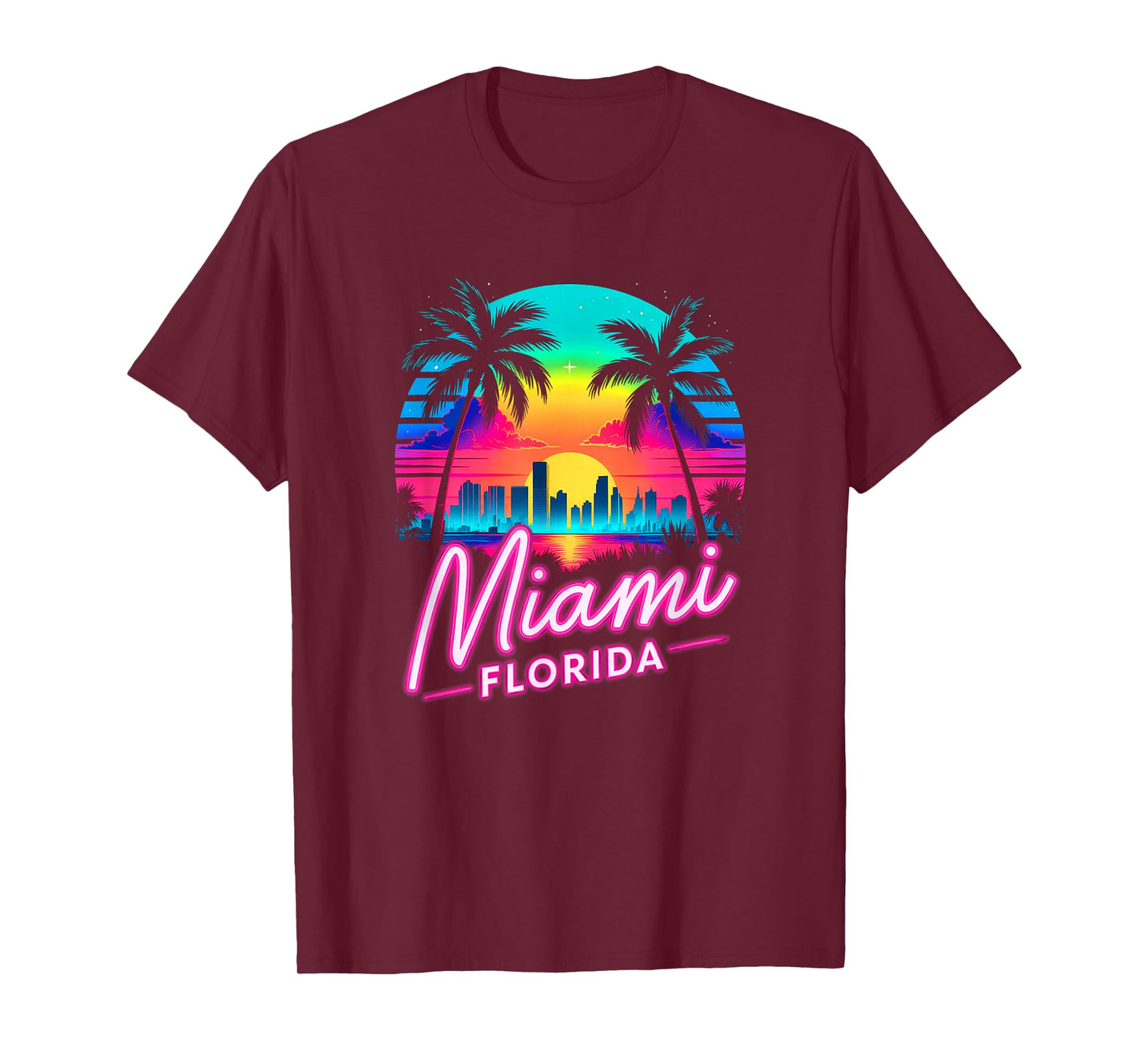 Vintage Miami Beach Retro City Florida Vacation Sunset T-Shirt