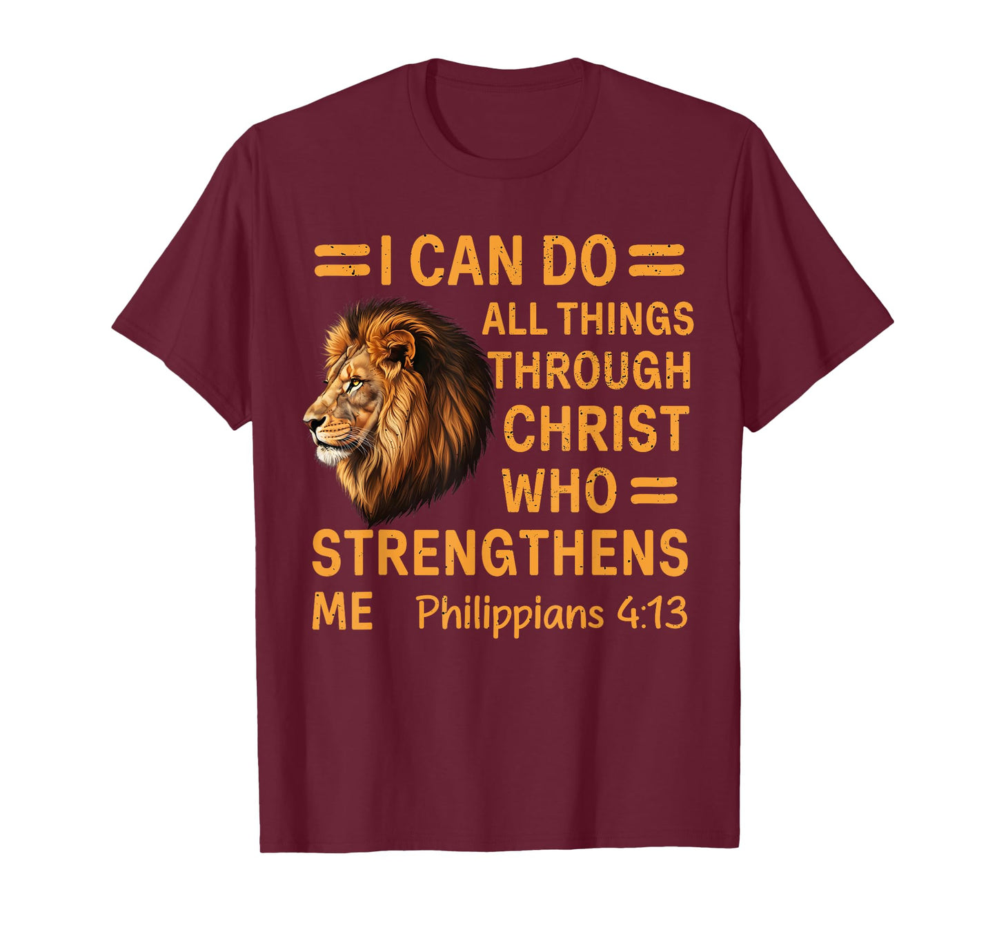 Lion Philippians 4:13 I Can Do All Things Through Christ T-Shirt