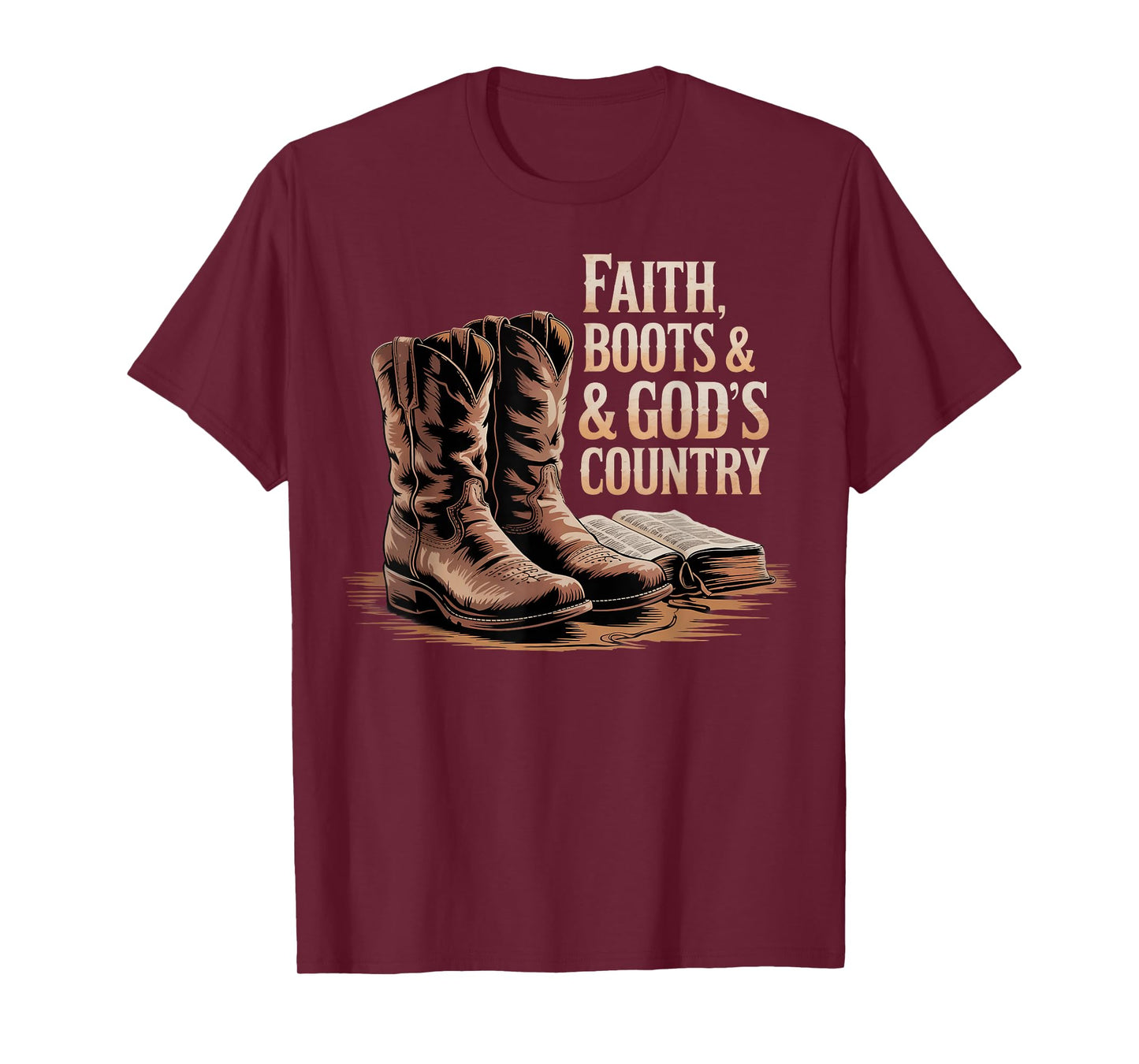 Faith Boots God's Good Country Western Design T-Shirt
