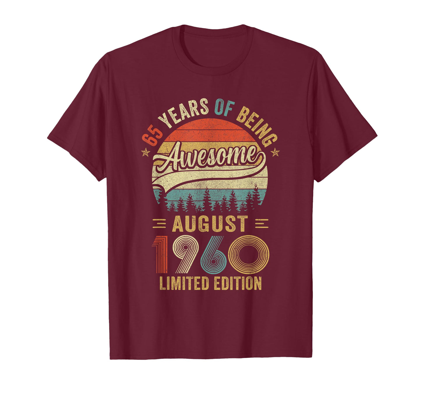 Vintage August 1960 Old 65Th Birthday Men Women T-Shirt