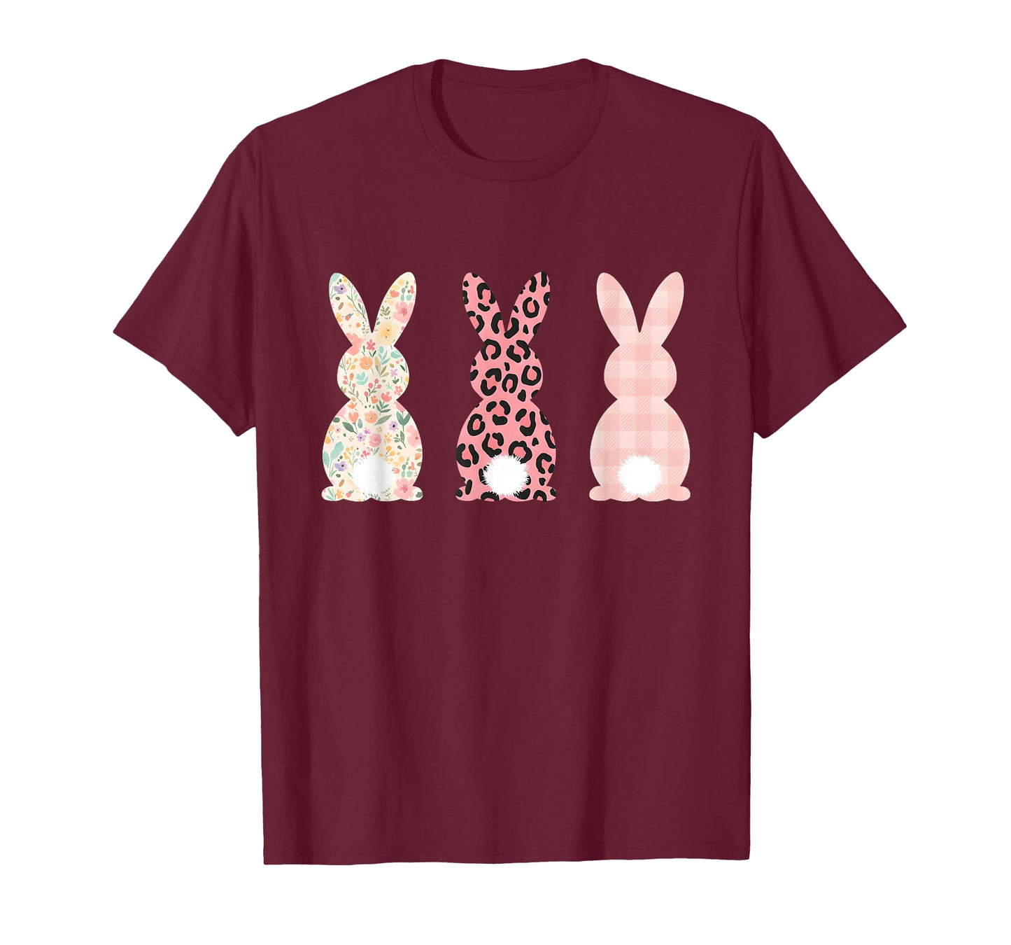 Cute pink leopard plaid easter bunny rabbit T-Shirt