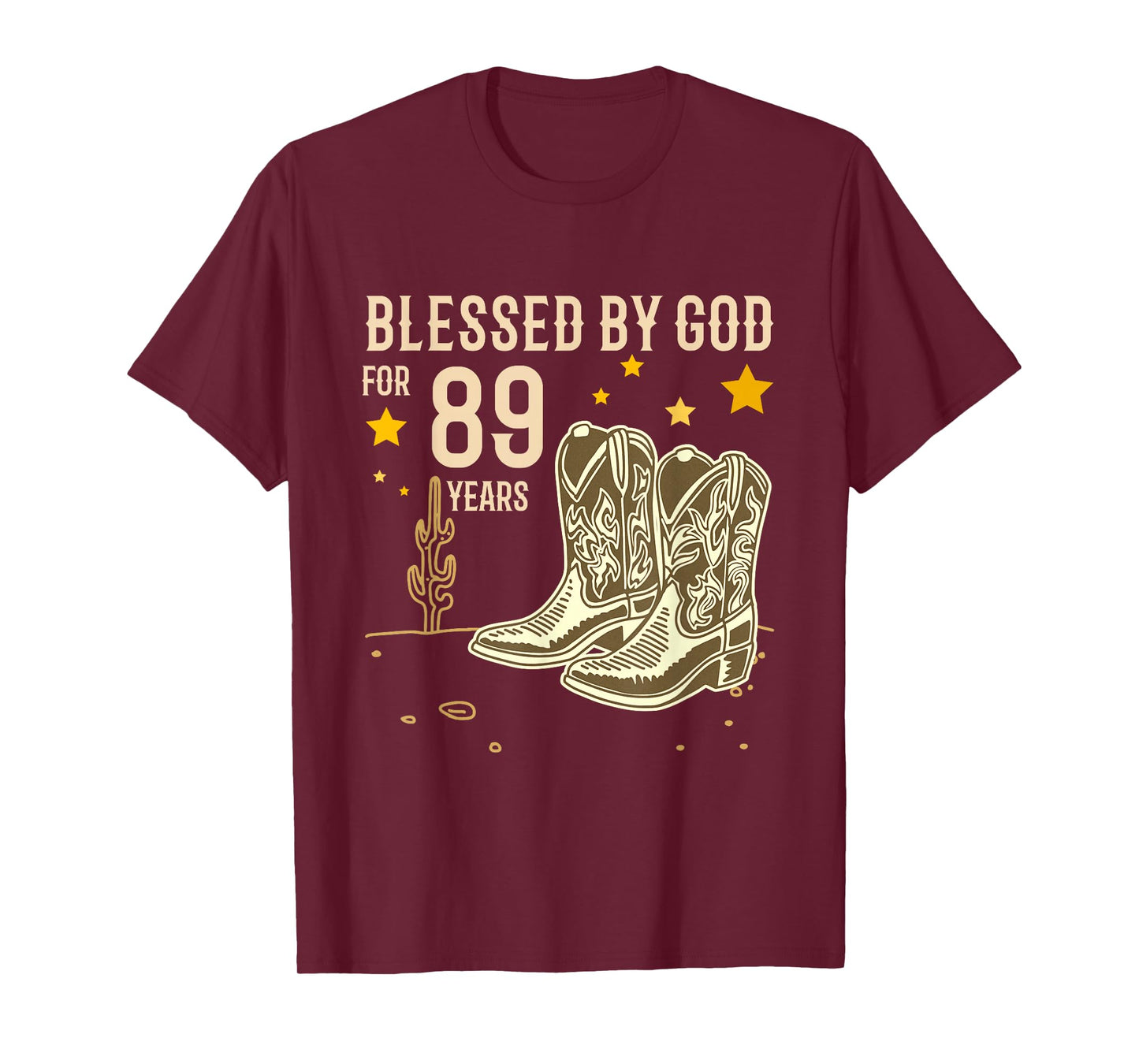 Vintage Blessed by God for 89 Years Cowboy 89th Birthday Men T-Shirt
