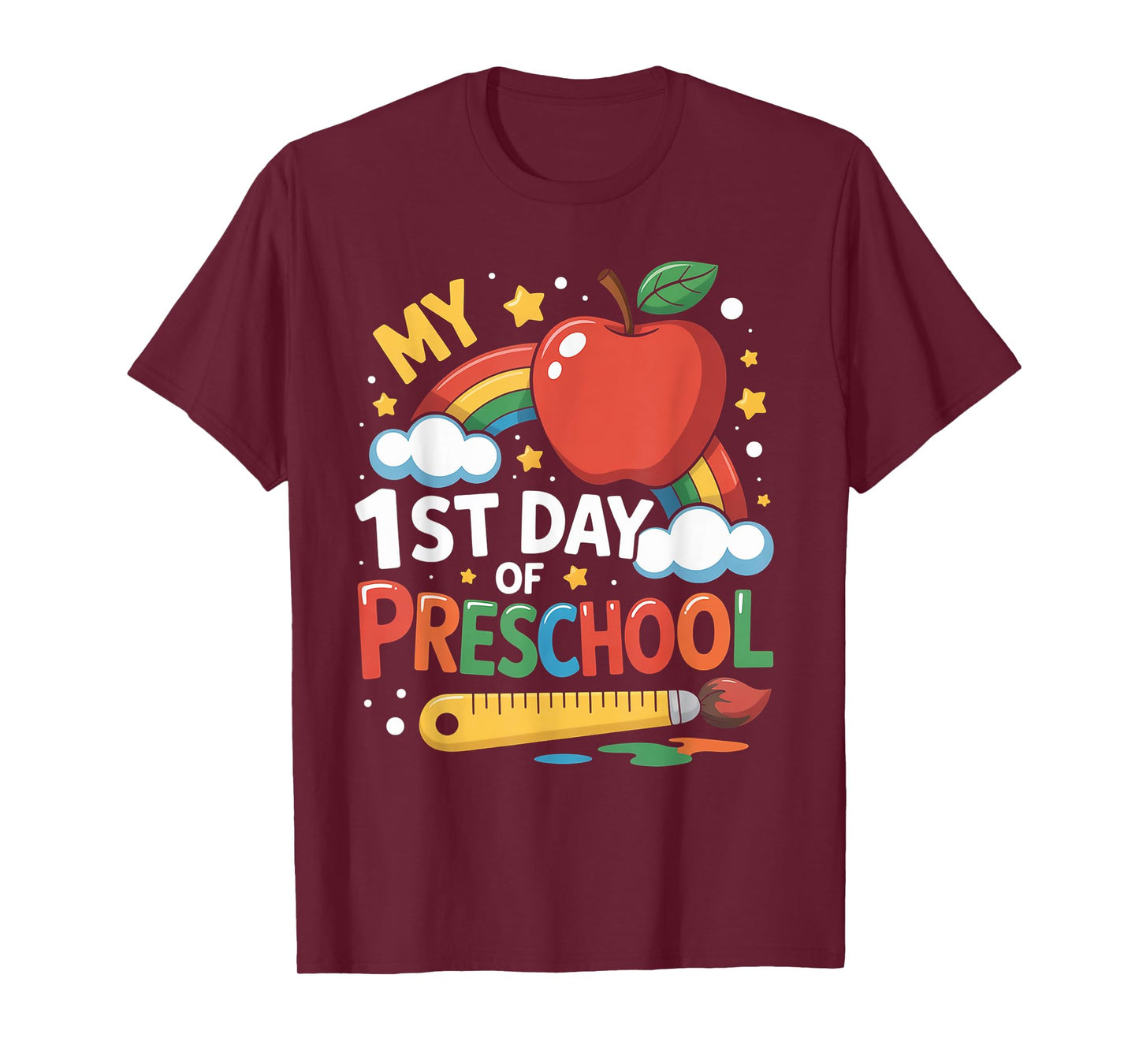 My First Day of Preschool Funny Colorful Rainbow T-Shirt