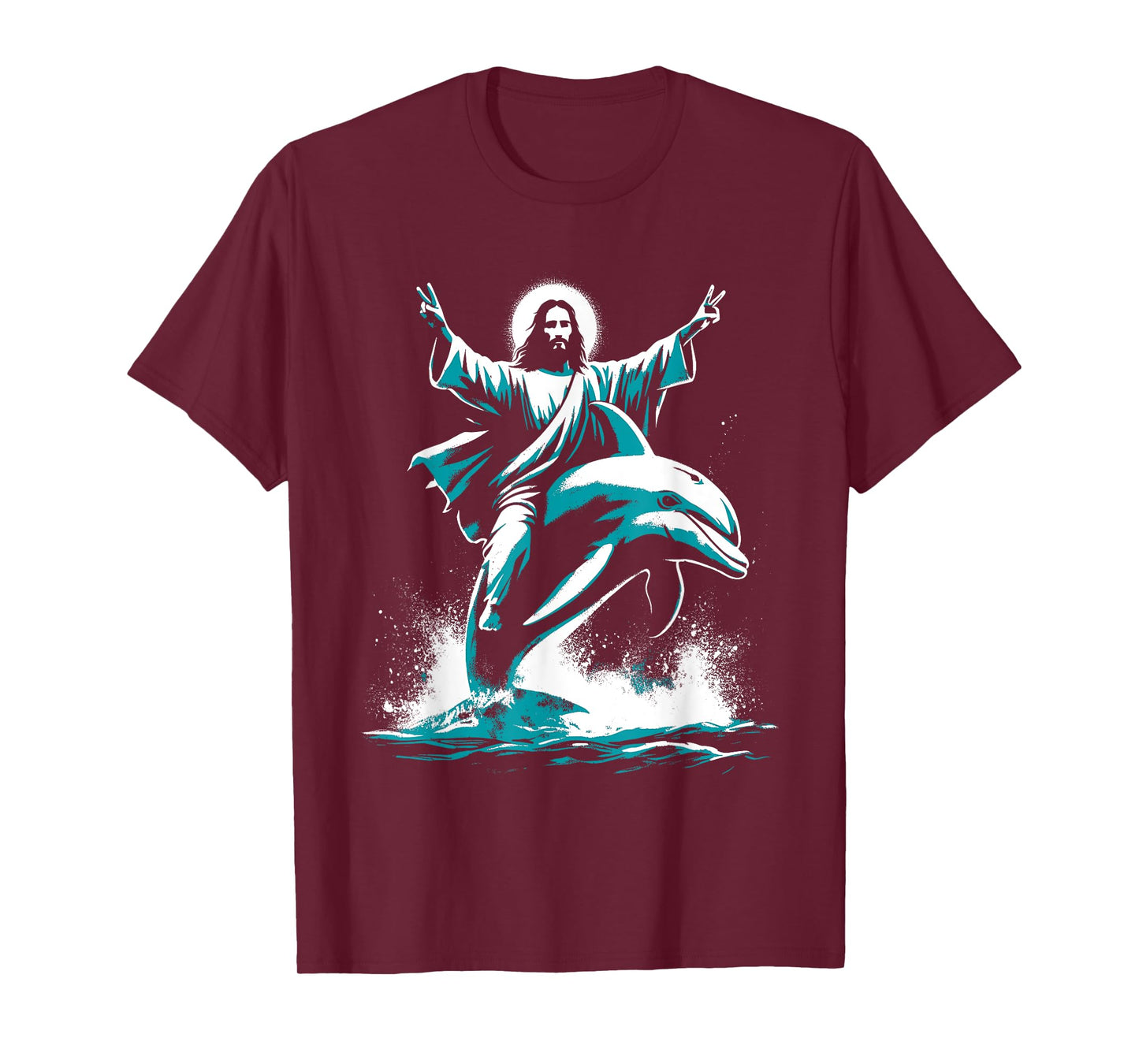 Jesus Riding A Dolphin - Funny Christian Religious Dolphin T-Shirt