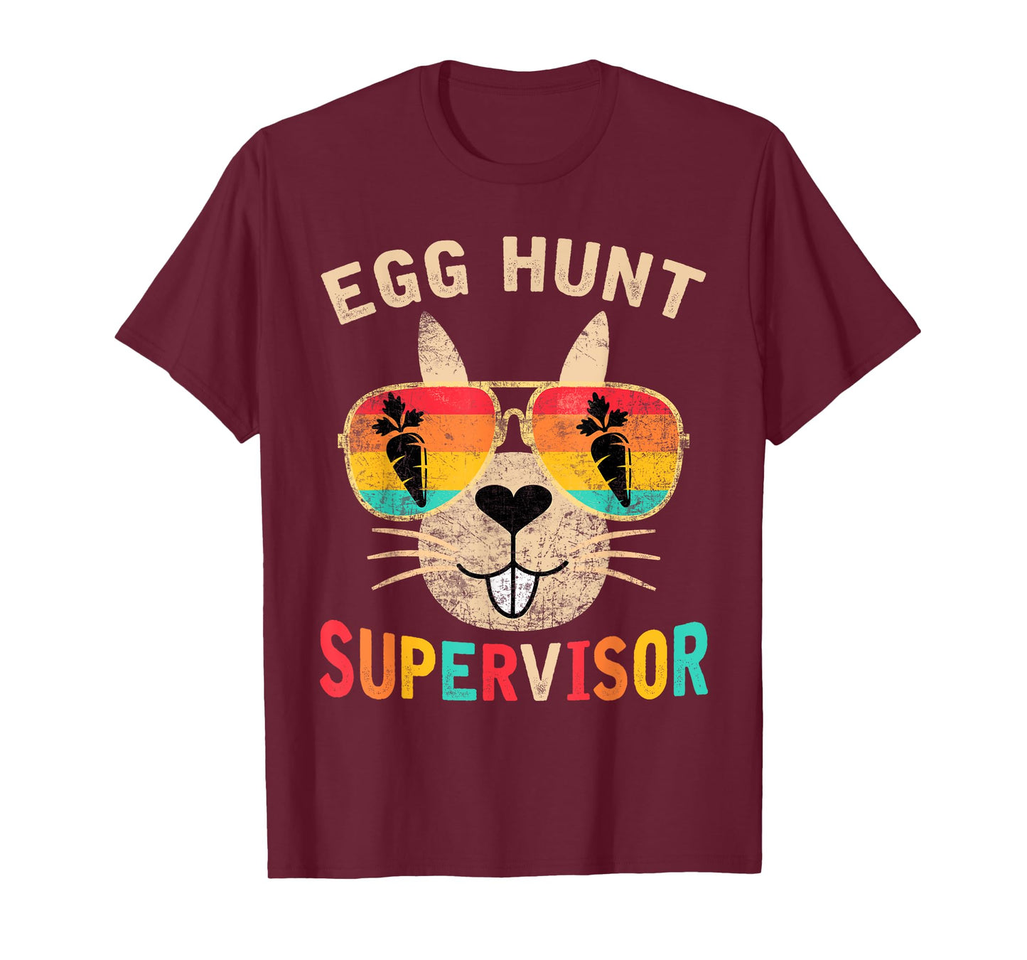 Egg Hunt Supervisor Retro Egg Hunting Party Mom Dad Easter T-Shirt