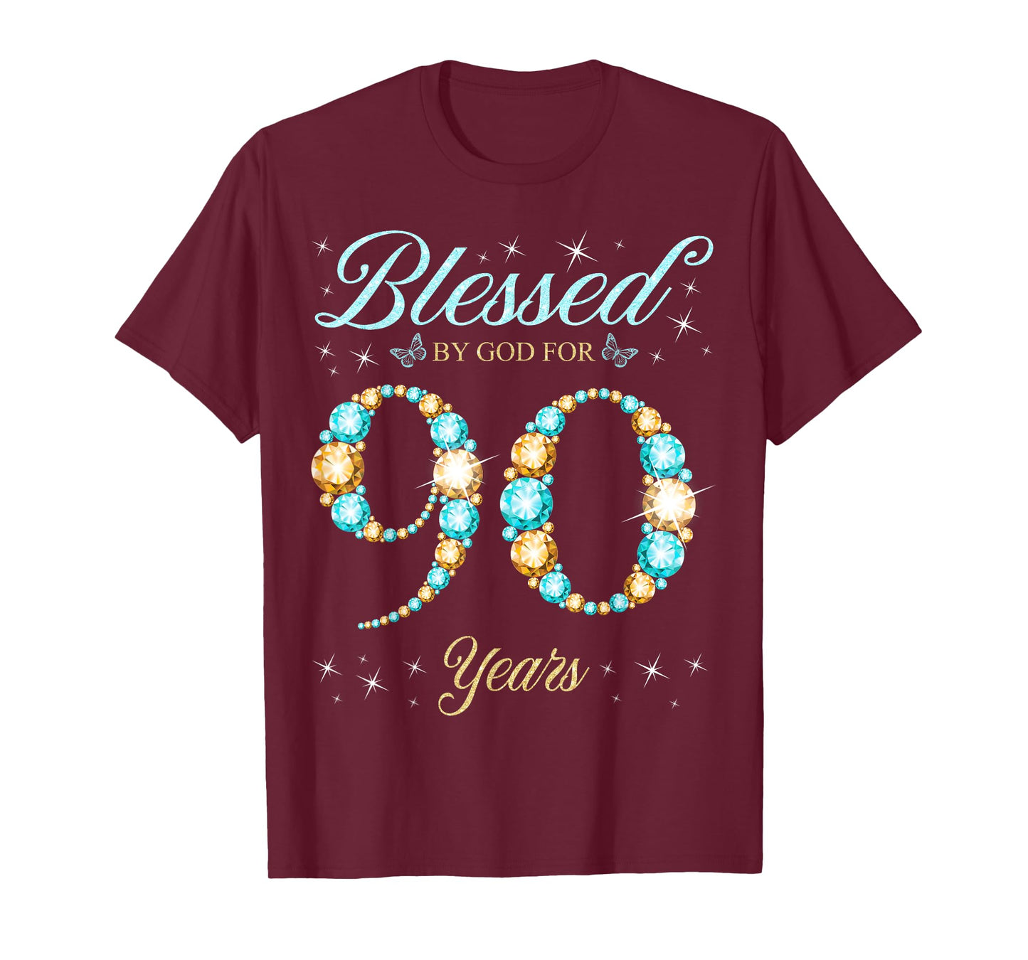 Blessed By God For 90 Years Old 90th Birthday B-Day Party T-Shirt