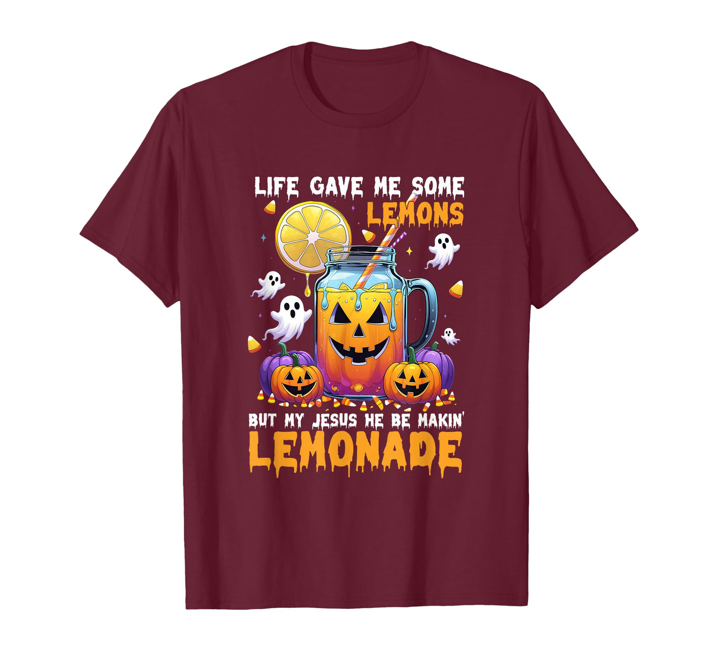 Halloween Life Gave Me Some Lemons Jesus Making Lemonade T-Shirt