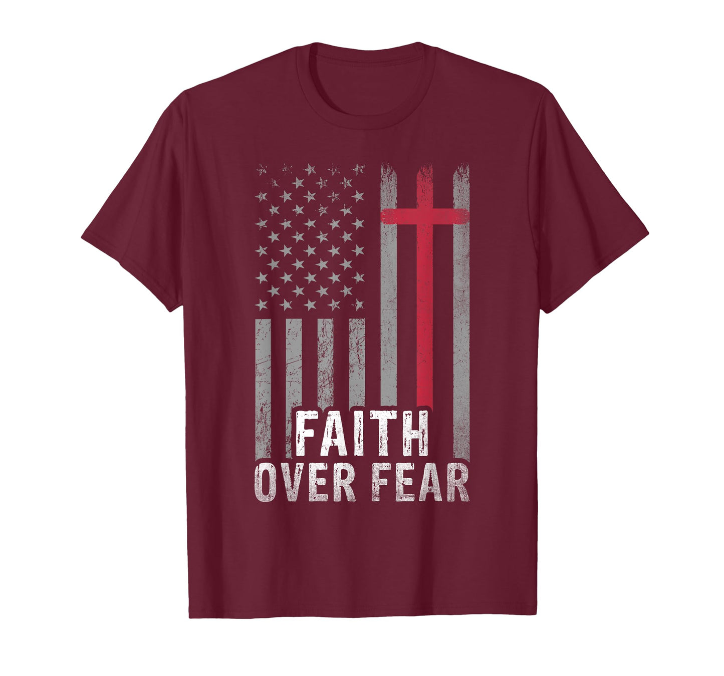 USA Flag Patriotic Christian Faith Over Fear Jesus Christ T-Shirt