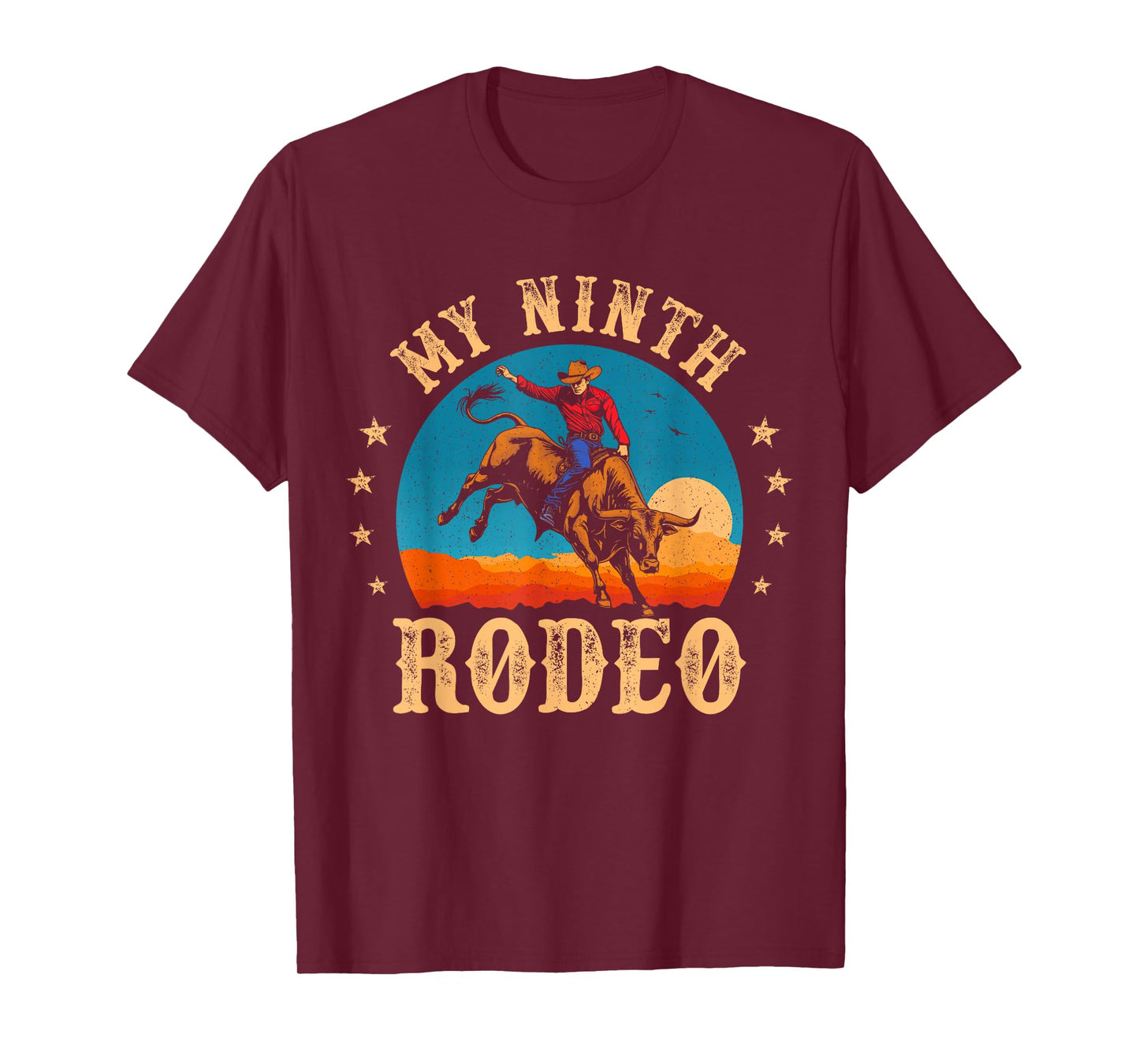 My Ninth Rodeo 9 Year Old Cowboy 9th Birthday Bull Riding T-Shirt