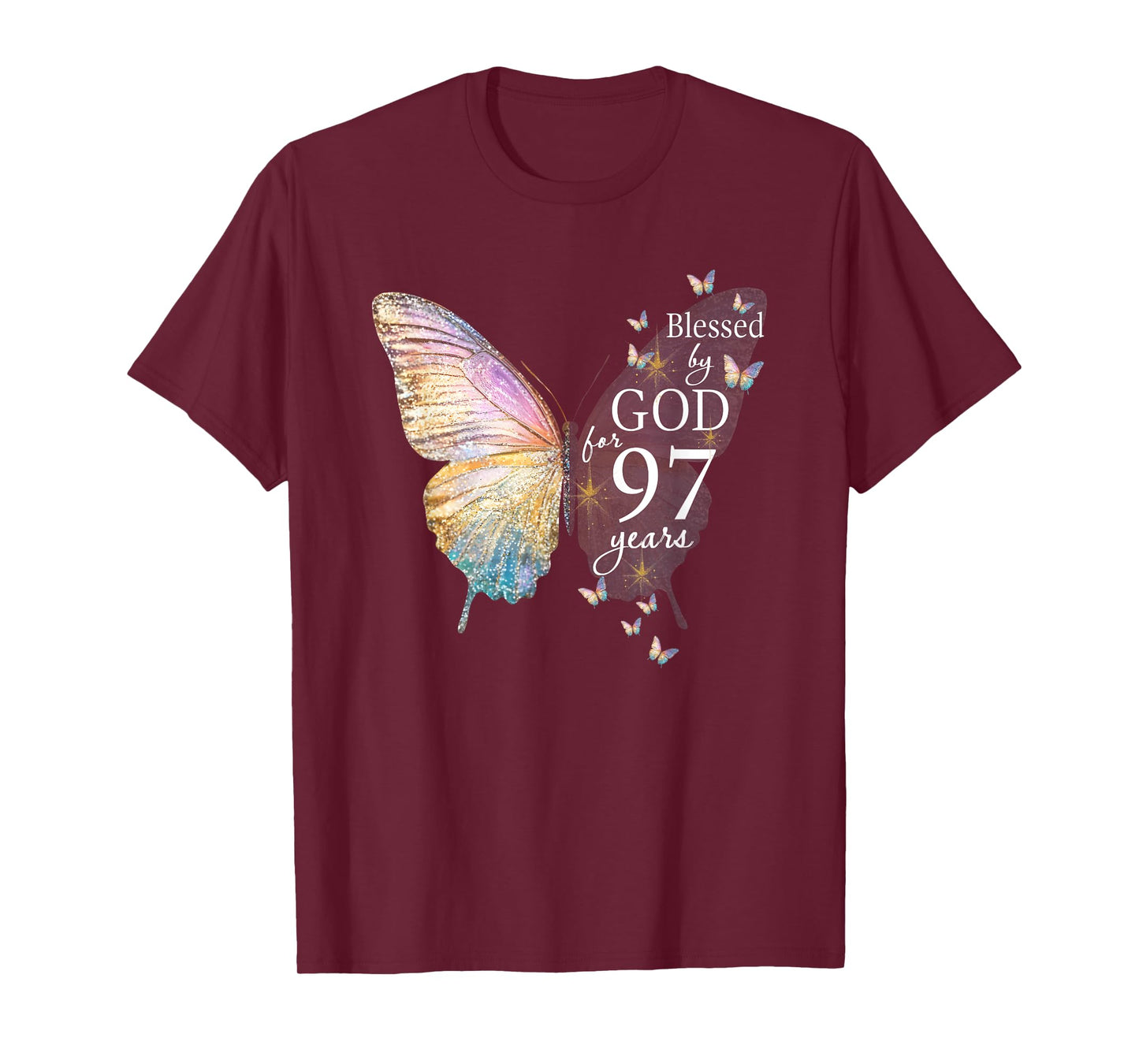 Blessed By God For 97 Years Old Butterfly Art 97th Birthday T-Shirt