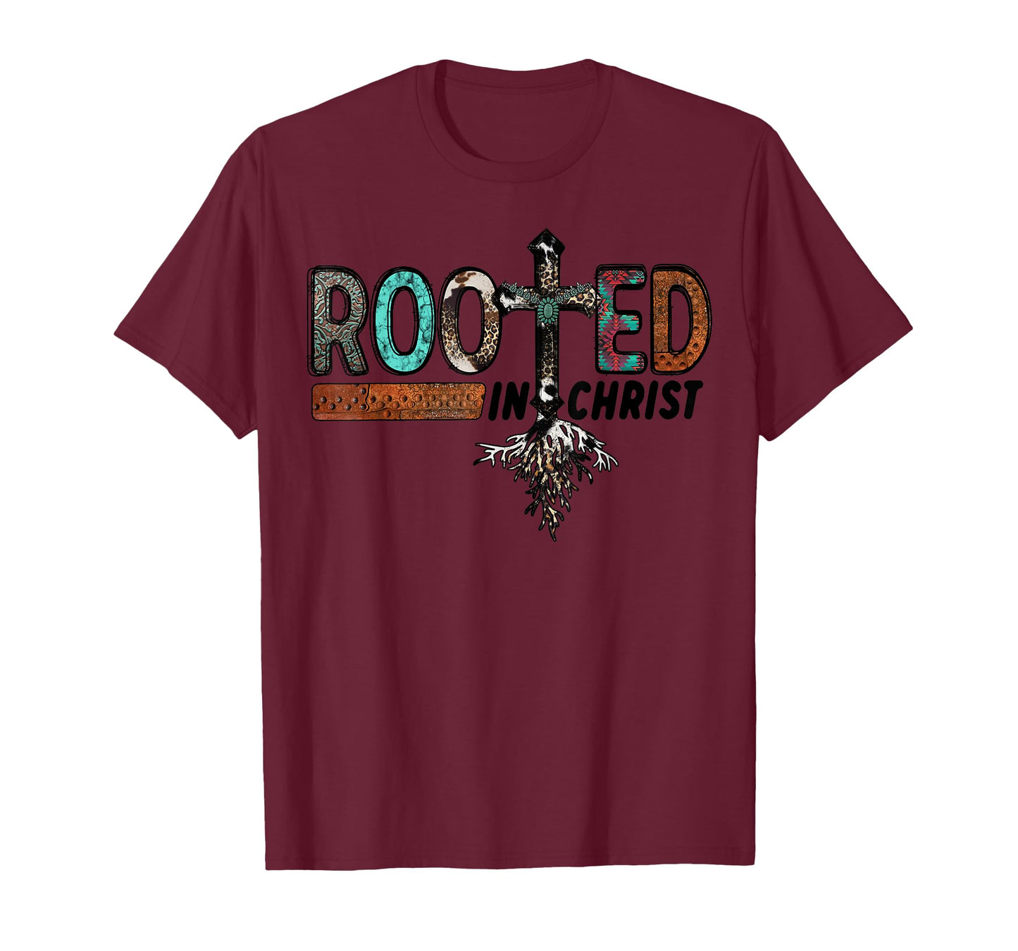 Rooted in Christ Christian Faith Inspirational Design T-Shirt