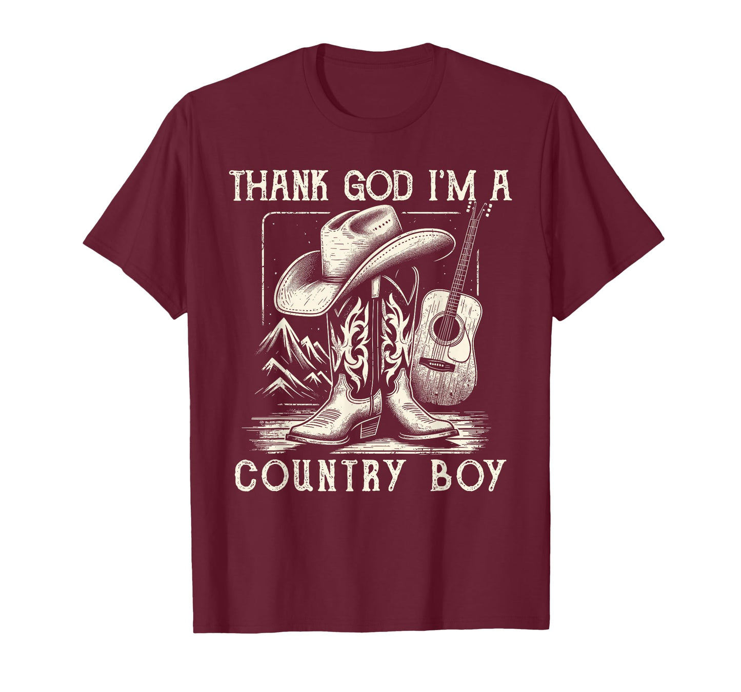 Thank God I'm A Country Music Boy Cowboy Western Retro T-Shirt