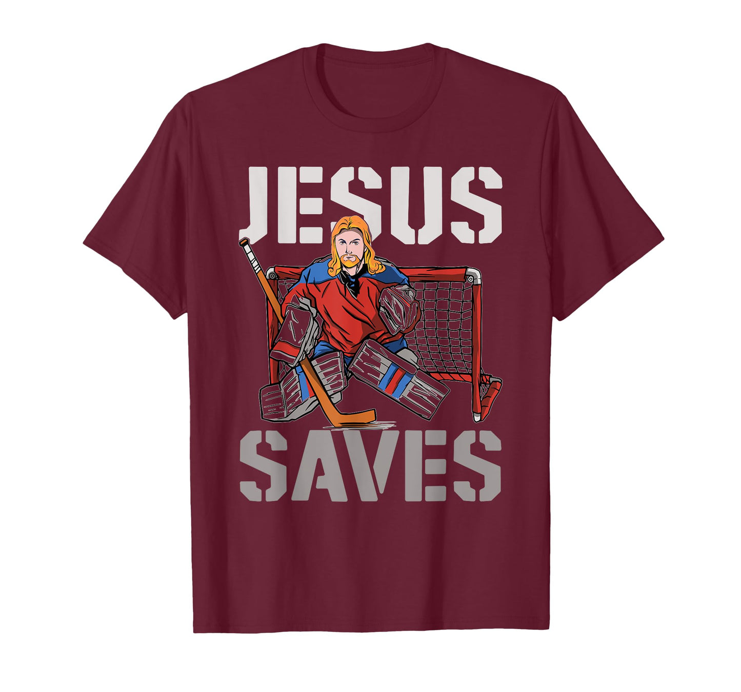 Ice Hockey Goalie Vintage Goalkeeper Jesus Jesus Saves T-Shirt