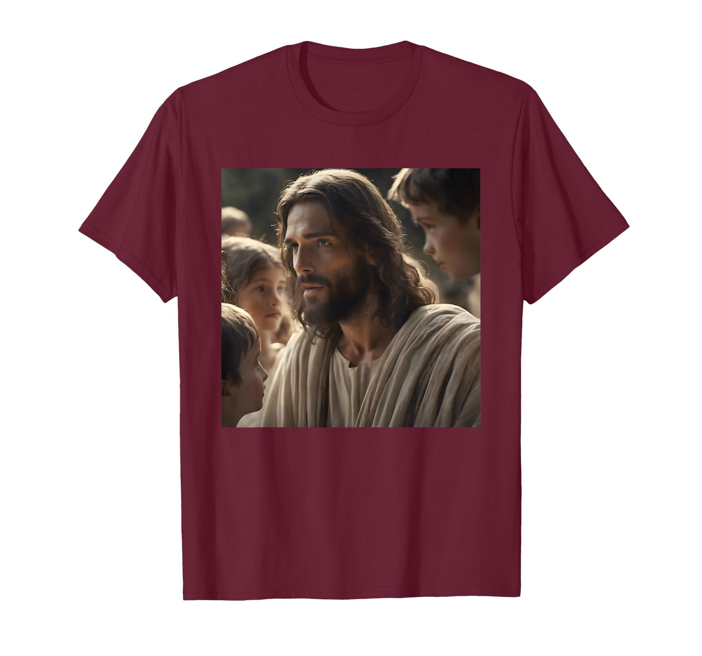 Vintage Jesus With Kids Face Of Jesus Portrait Christ T-Shirt