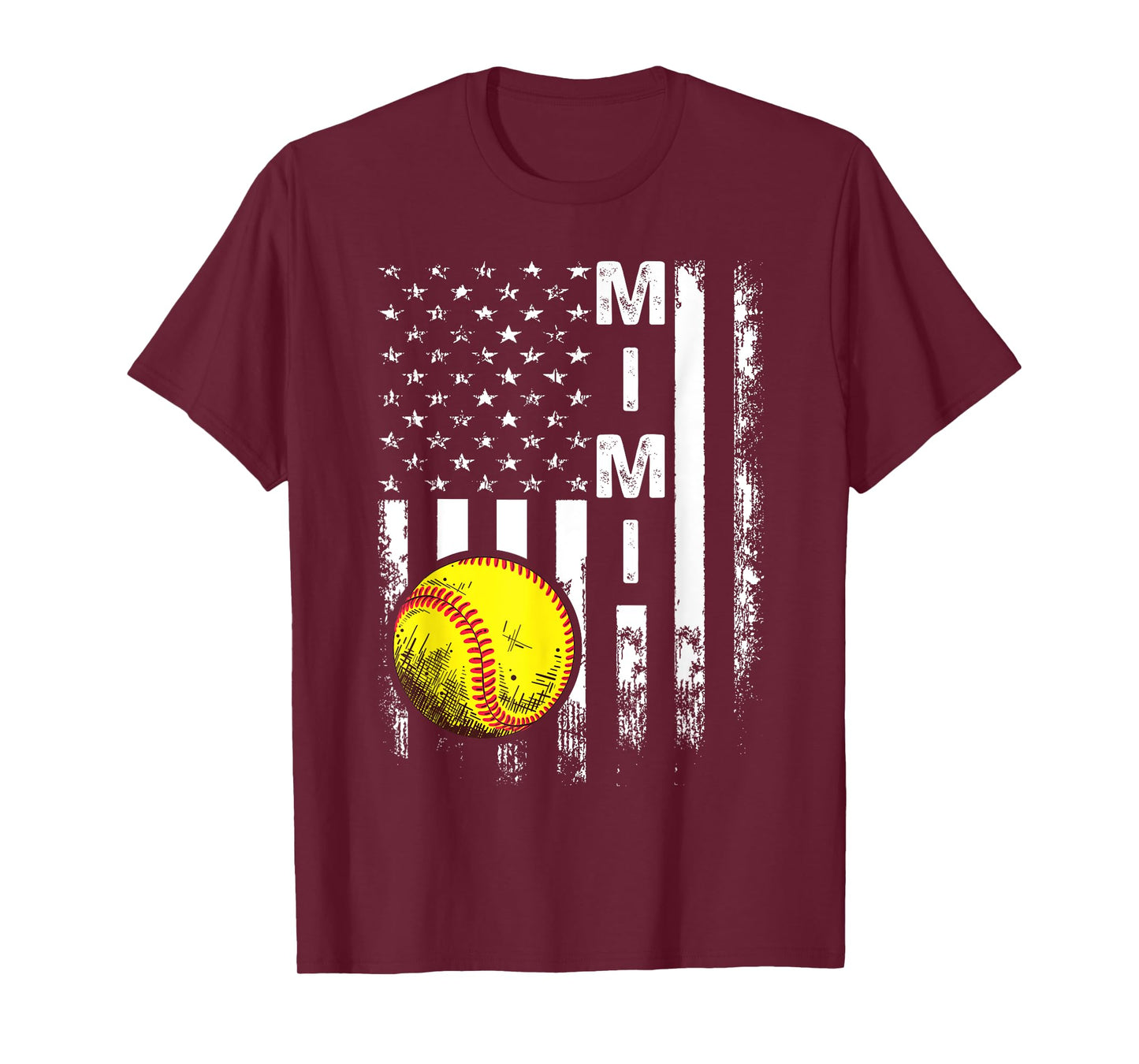 Softball Mimi America Flag Men Women Vintage Christmas T-Shirt