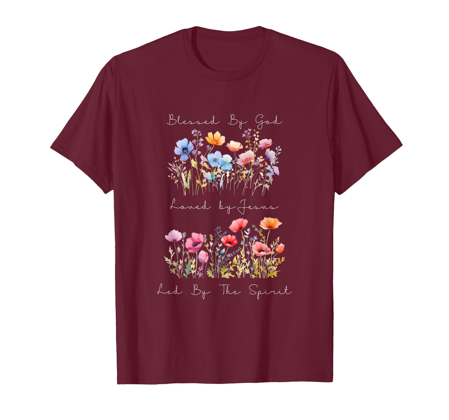 Blessed by God Loved by Jesus Wildflower Floral Christian T-Shirt