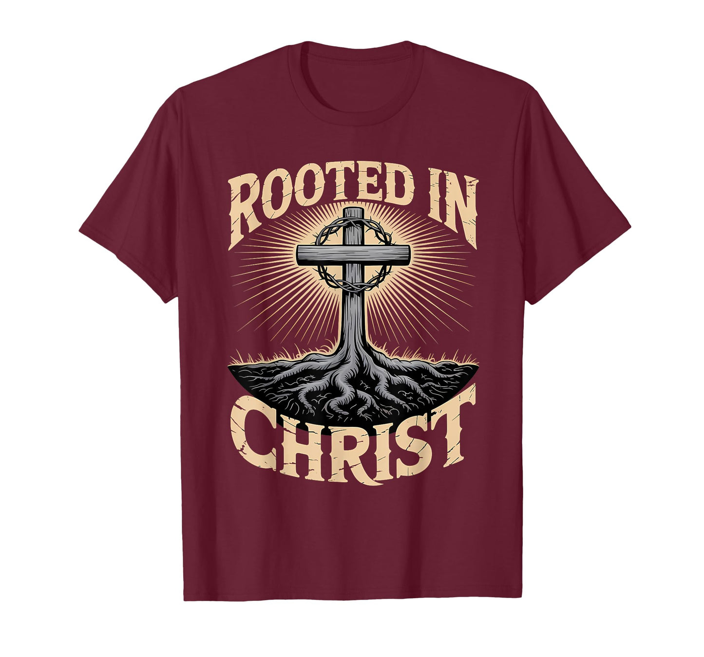 Rooted in Christ Jesus Christian Faith Cross T-Shirt