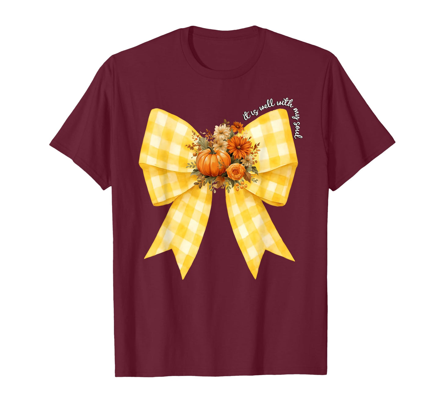 It is Well with My Soul Coquette Bow Pumpkin Fall Floral T-Shirt