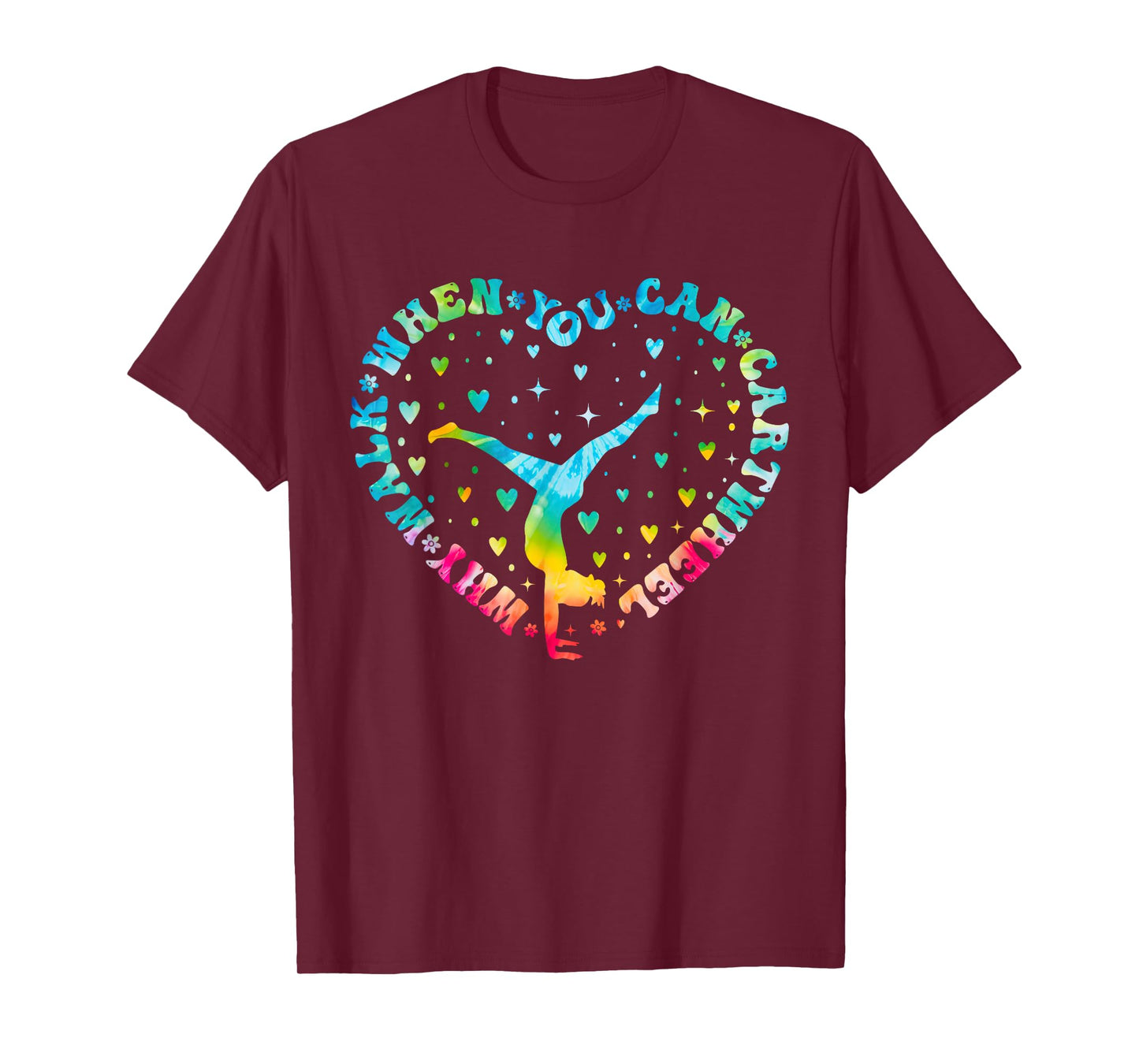 Tie-dye Heart Cartwheel Gymnastics Cheerleader Gymnast Girl T-Shirt