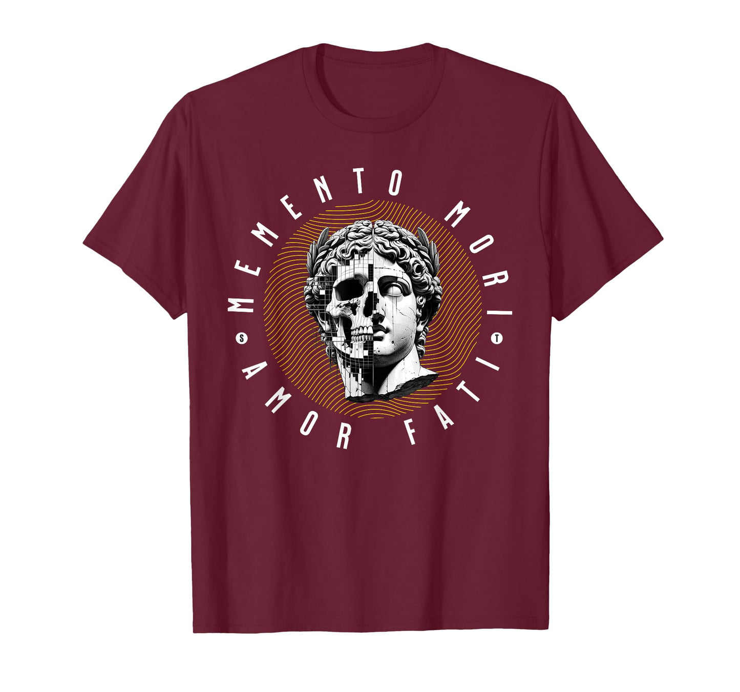 Memento Mori Amor Fati Skull Stoicism Quote T-Shirt