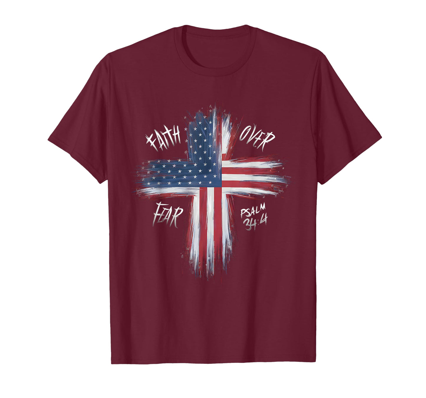 Your Country USA Dibble Dabble Designs Patriotic USA American Flag Faith Over Fear Prayer T-Shirt