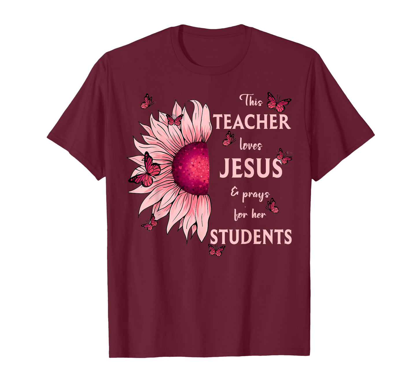 Christian Sunflower This Teacher Loves Jesus And Prays Men Women T-Shirt