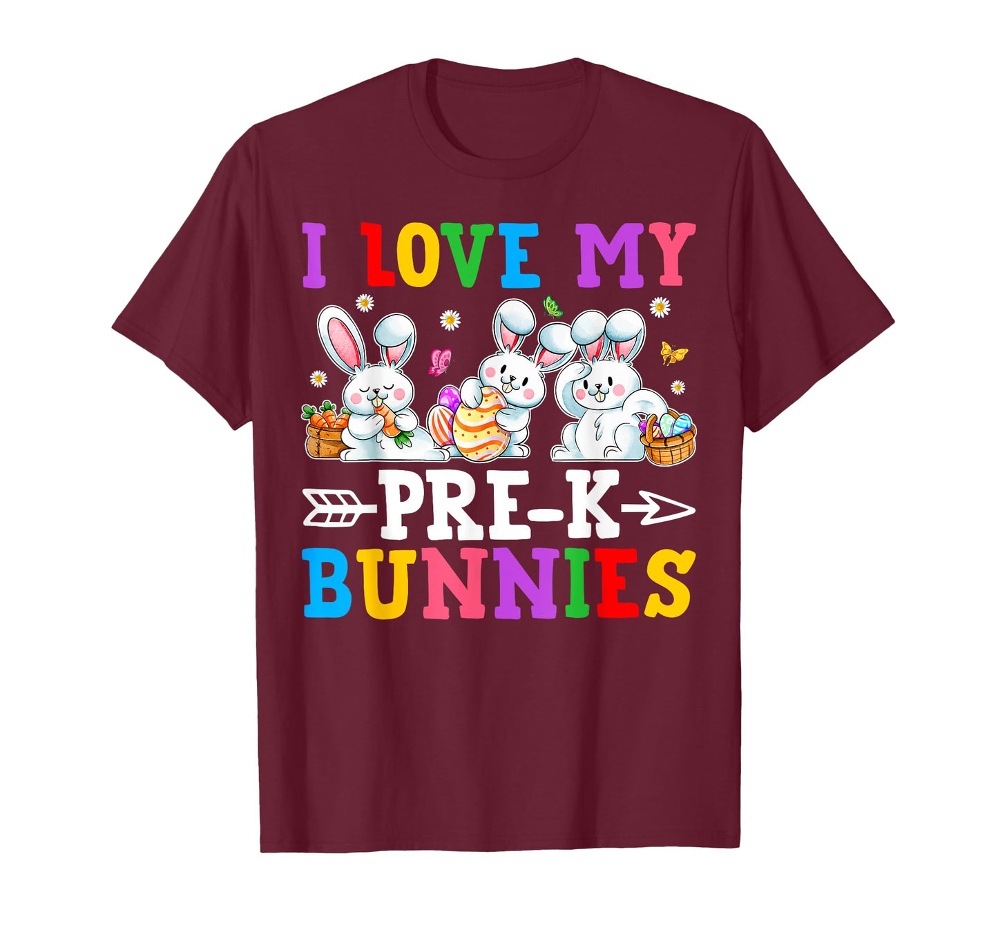 Funny I Love My Pre-K Bunnies Preschool Teacher Easter Day T-Shirt